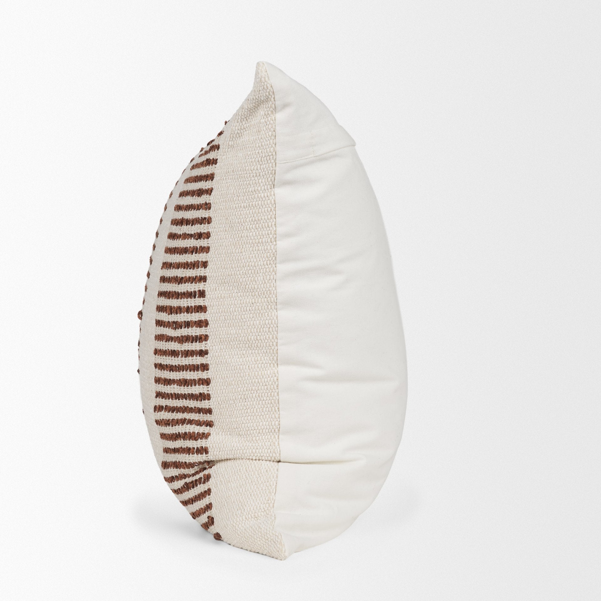 Levon Lumbar Plush Cream with Orange Dashed Stripes Decorative Pillow Cover