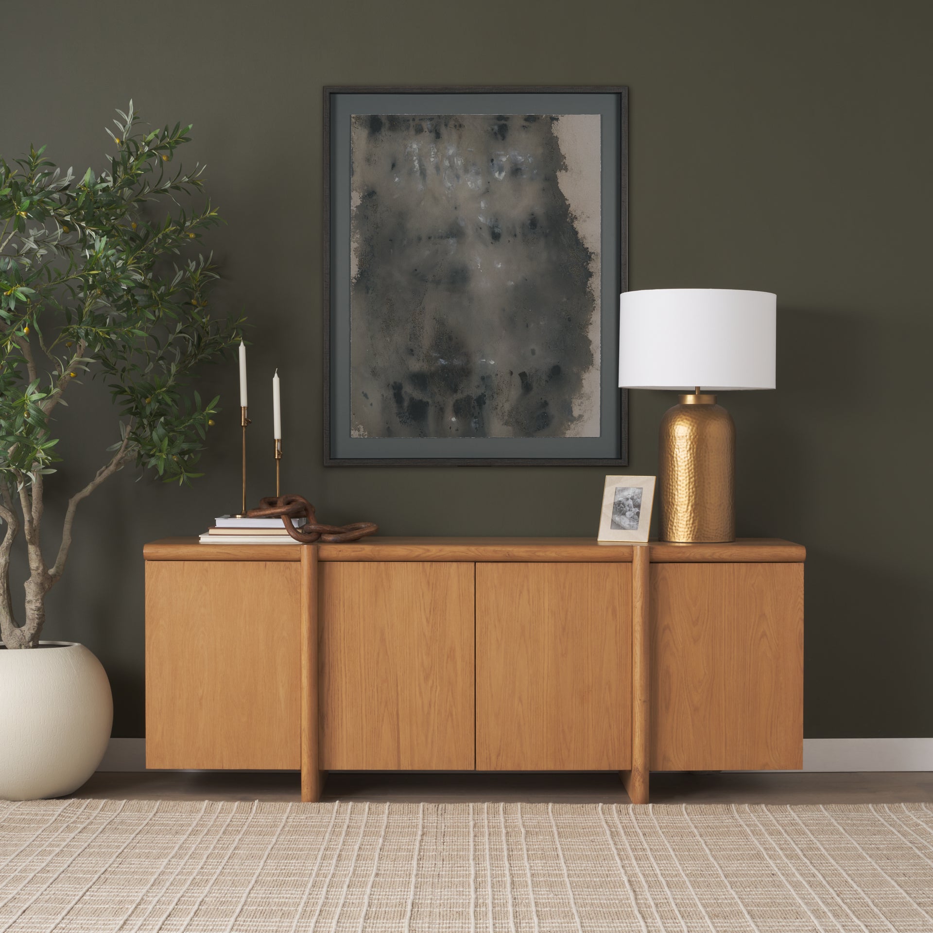 Rowan Oak Wood Closed 4 Door Sideboard