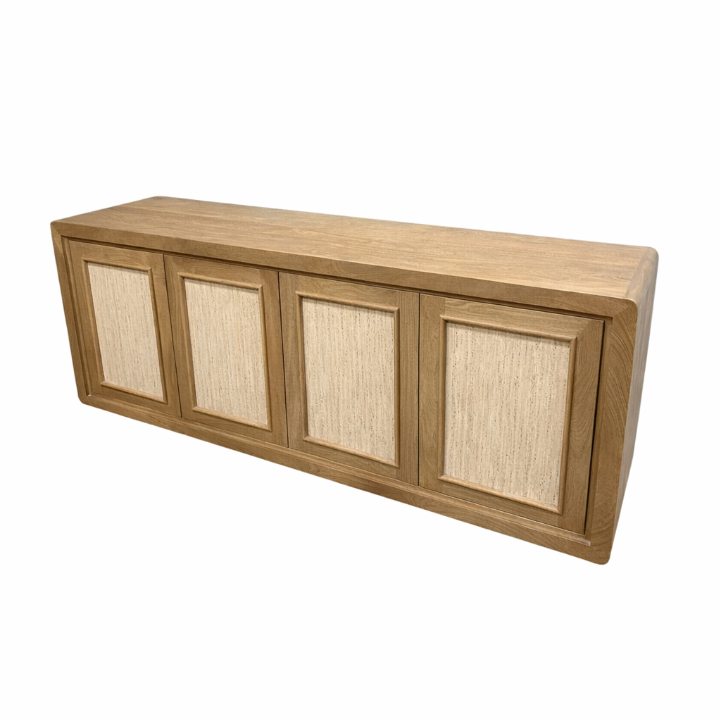Valterra Light Brown Wood with Travertine 4 Door Sideboard