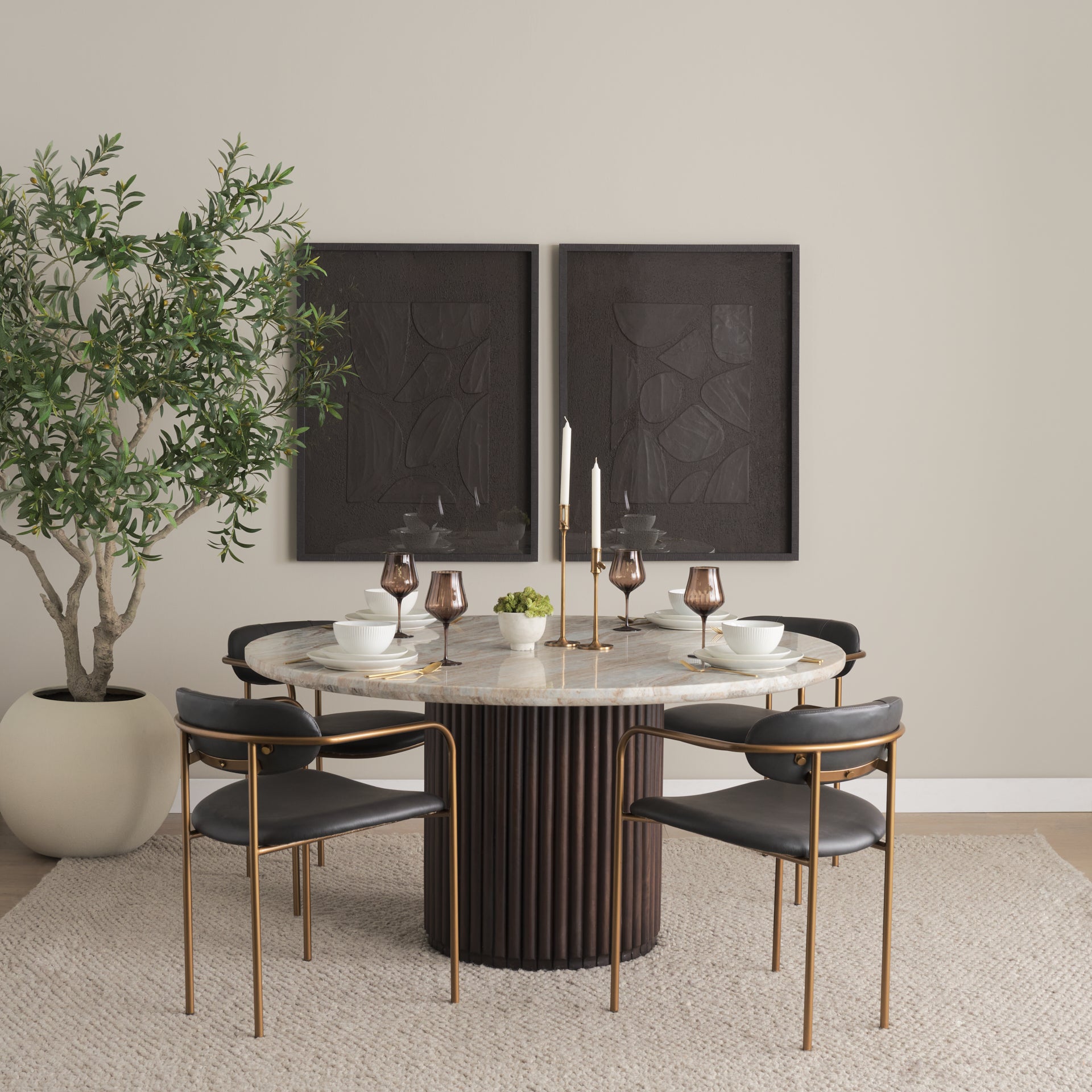Parker Leather Seat Gold Metal Frame Dining Chair