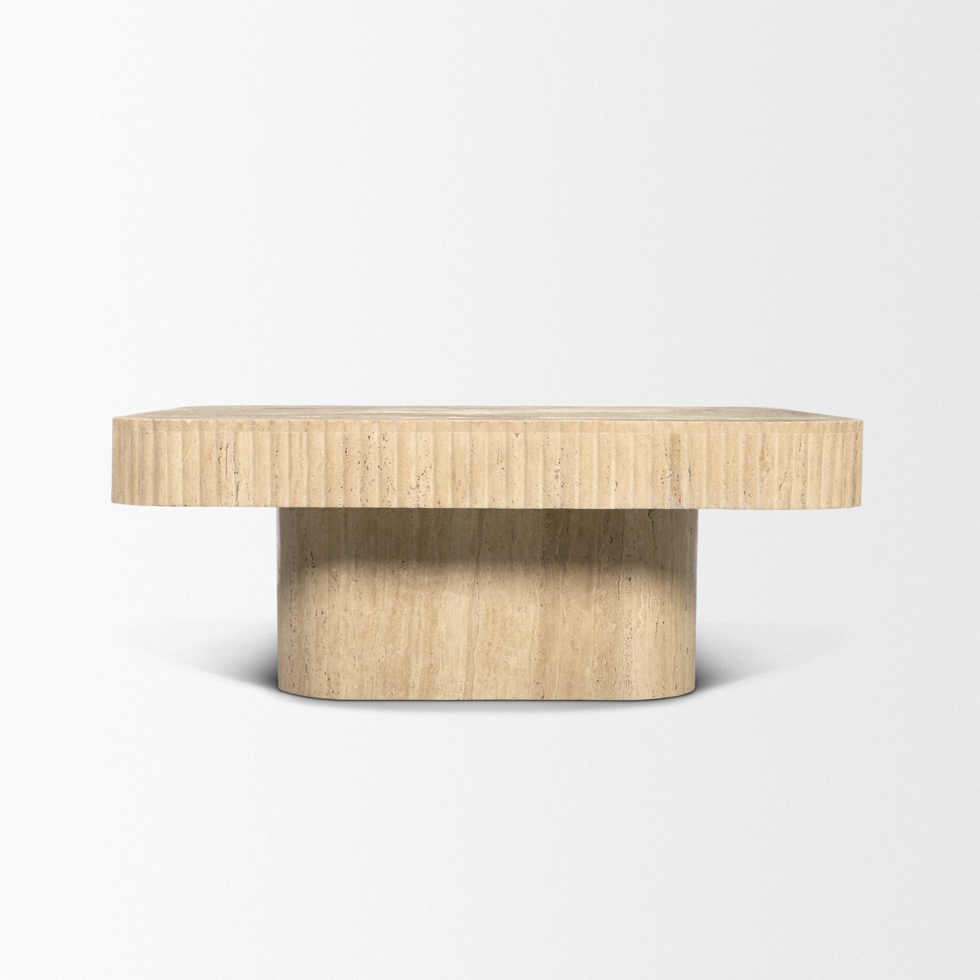 Tavora Ribbed Square Travertine Coffee Table