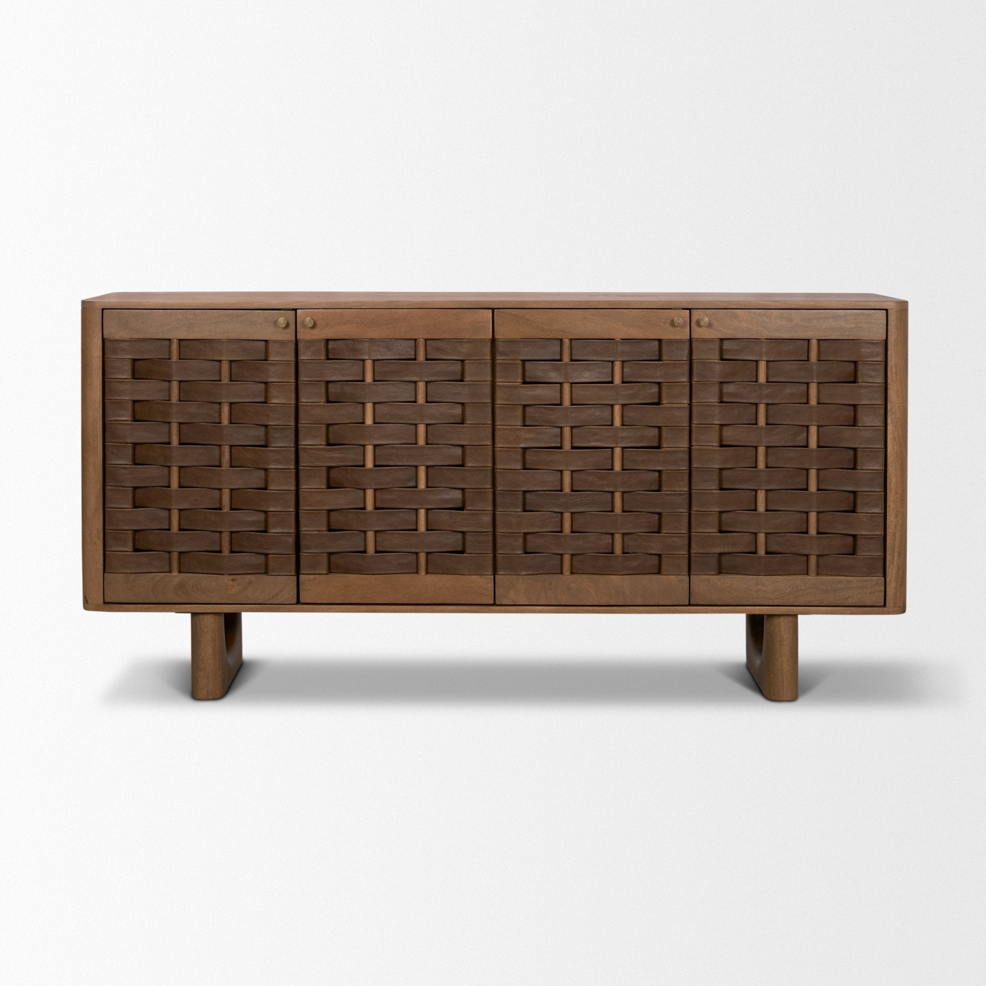 Wexlan Solid Wood with Leather Weave 4 Door Closed Sideboard