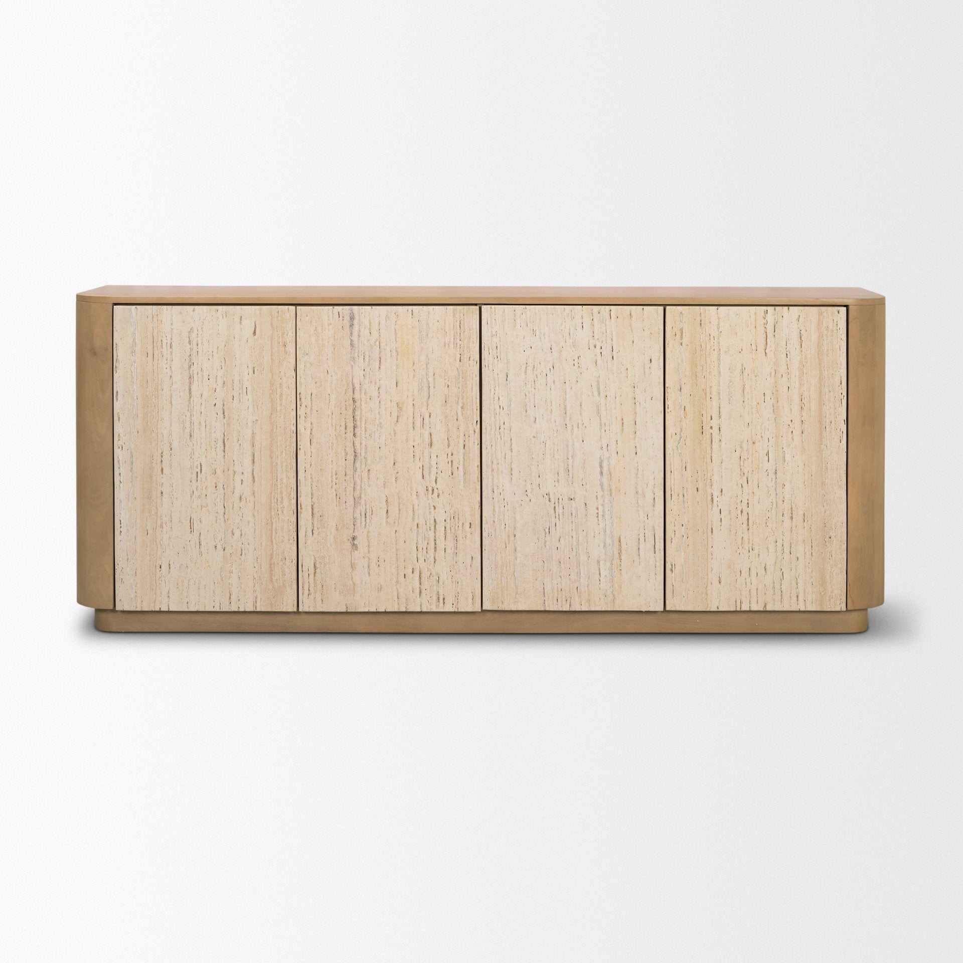 Serrin Solid Wood with Travertine 4 Door Closed Sideboard