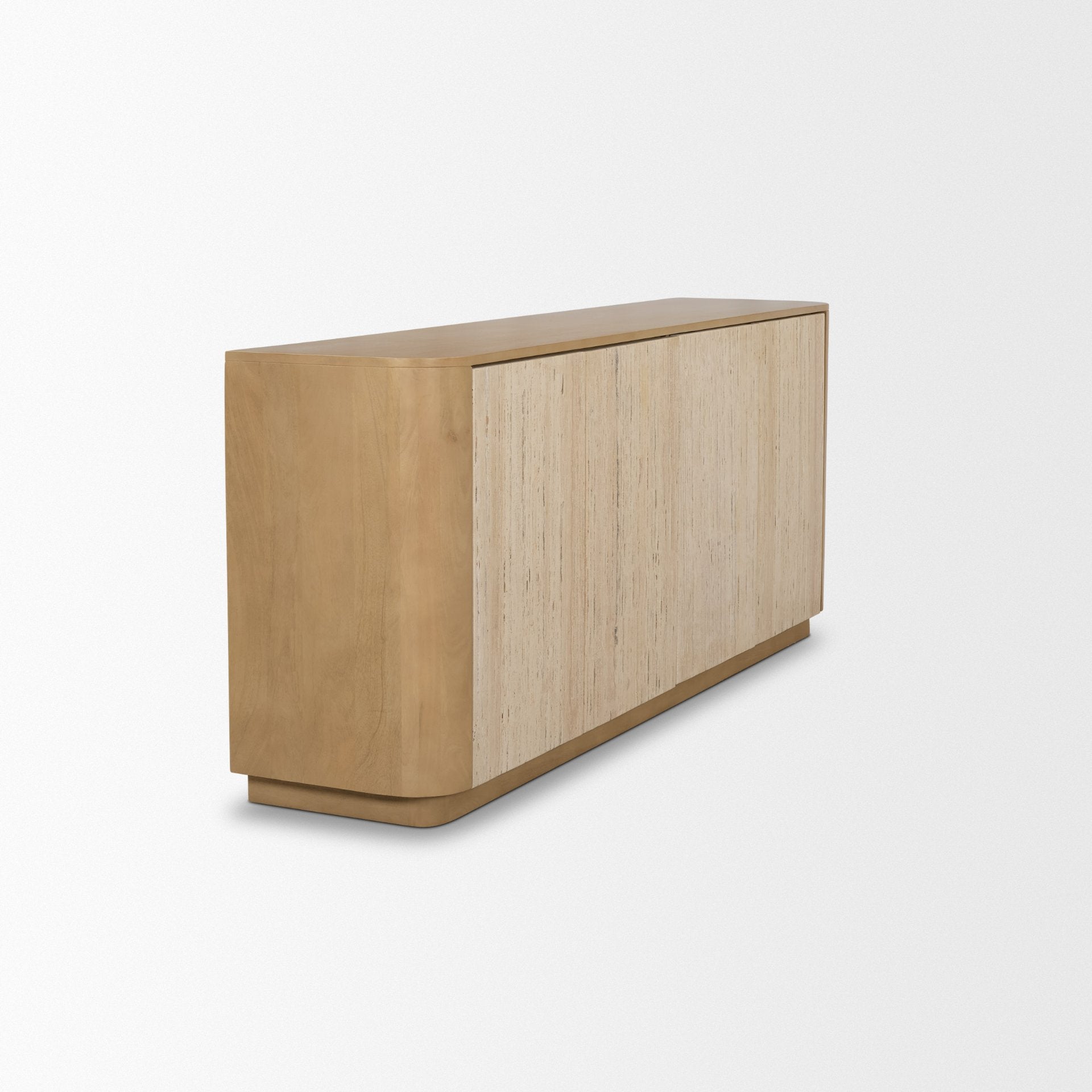 Serrin Solid Wood with Travertine 4 Door Closed Sideboard