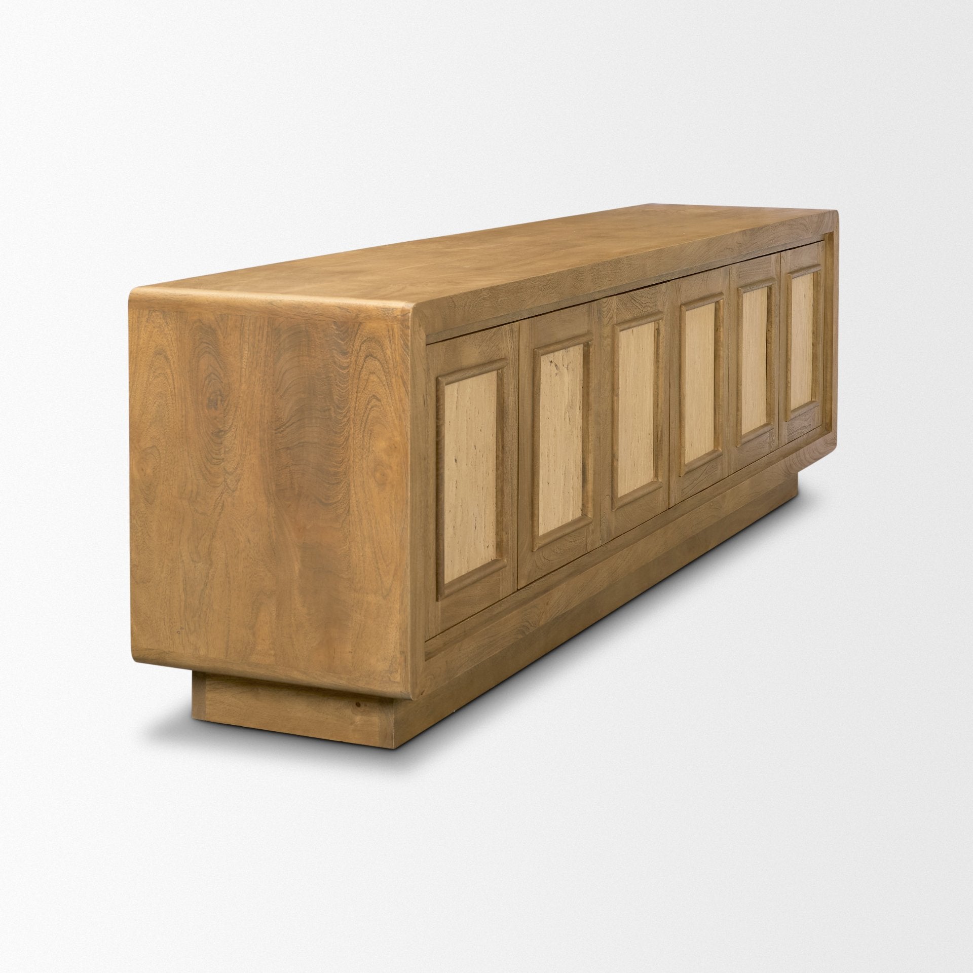 Valterra Light Brown Wood with Travertine 6 Door Media Console
