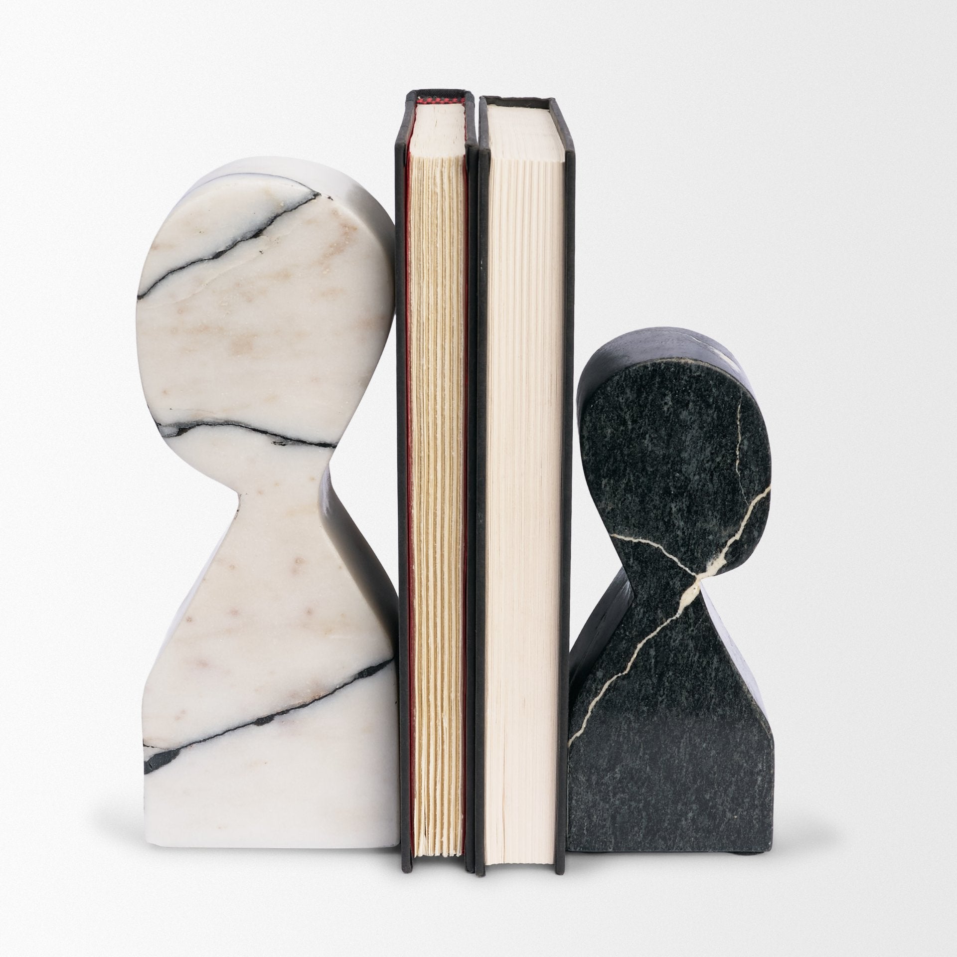 Shadow White & Black Marble Bookends