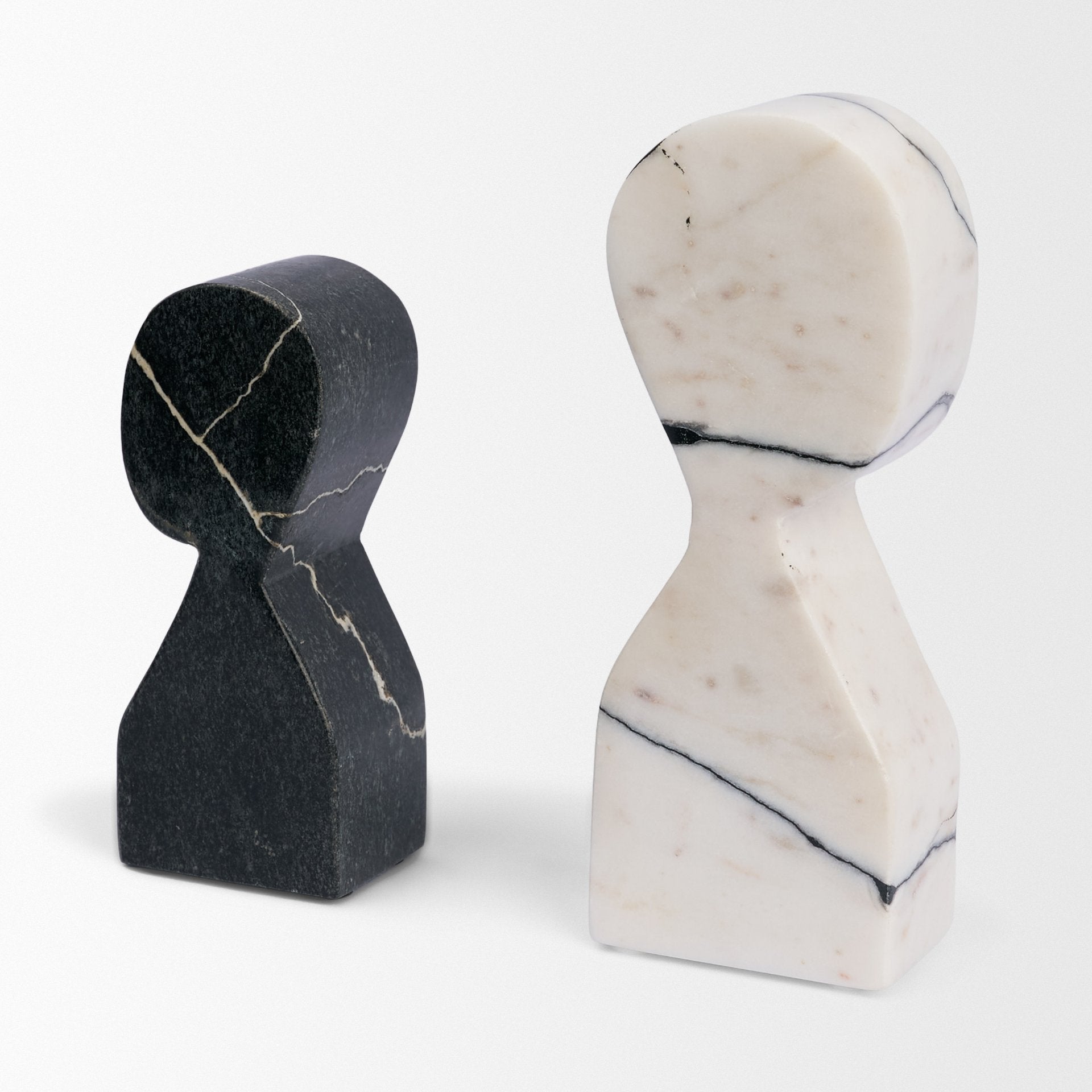 Shadow White & Black Marble Bookends