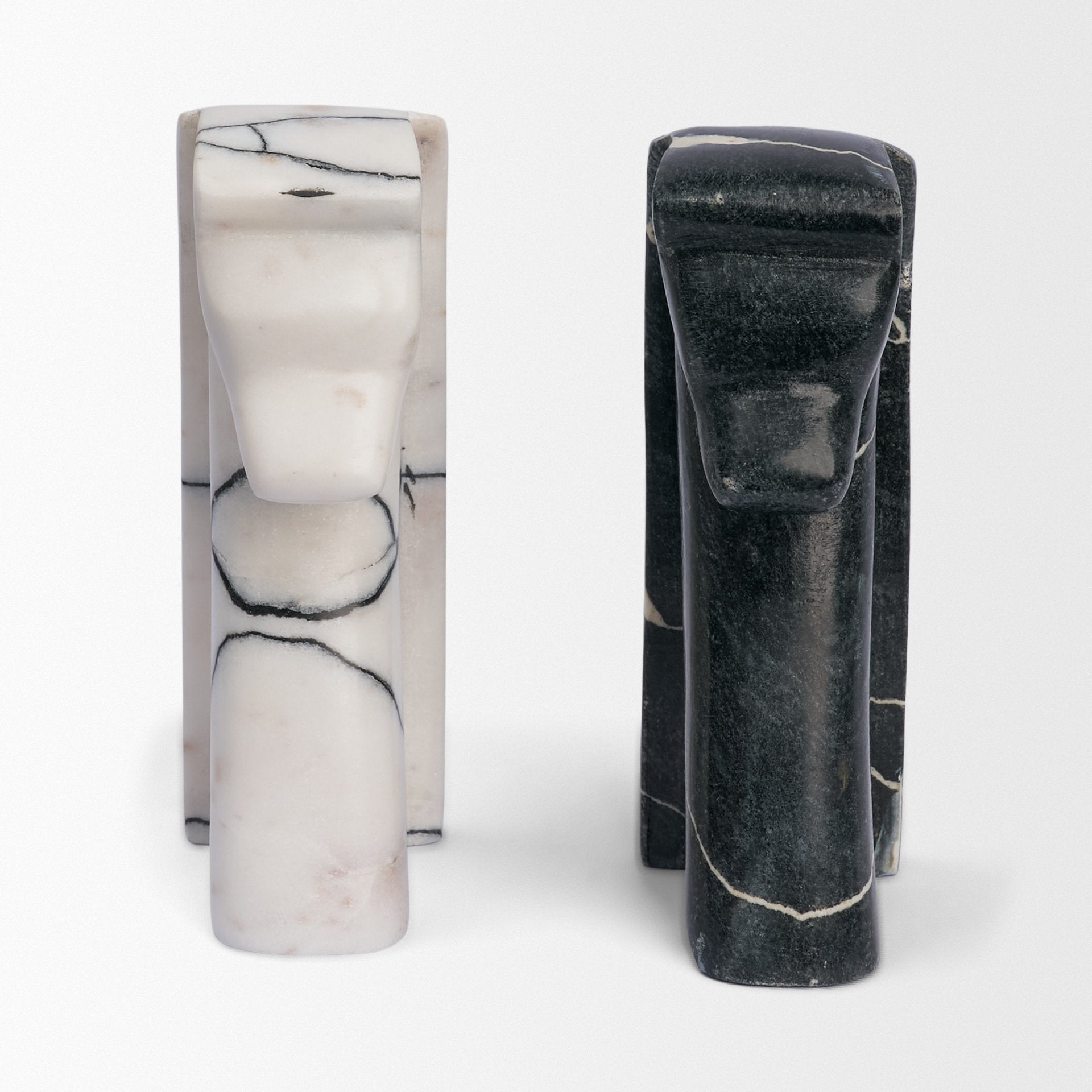 Cavalli Black and White Marble Horse Bookends
