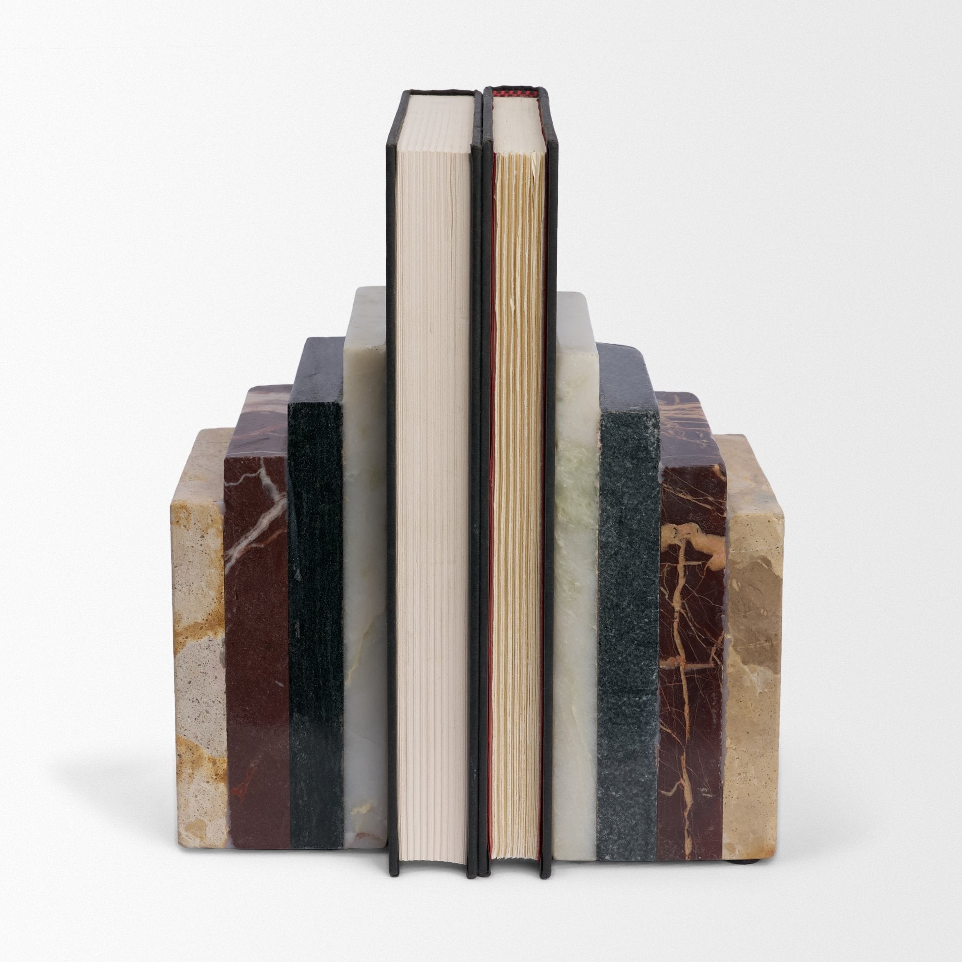 Corte Mixed Marble Stacked Bookends