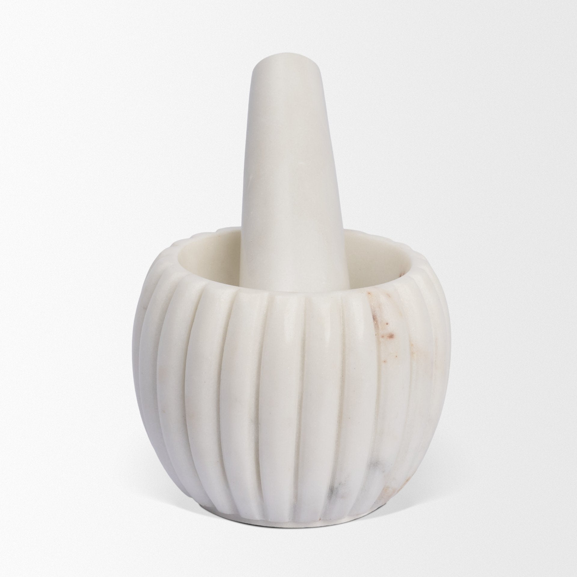 Cava Ribbed White Marble Mortar & Pestle