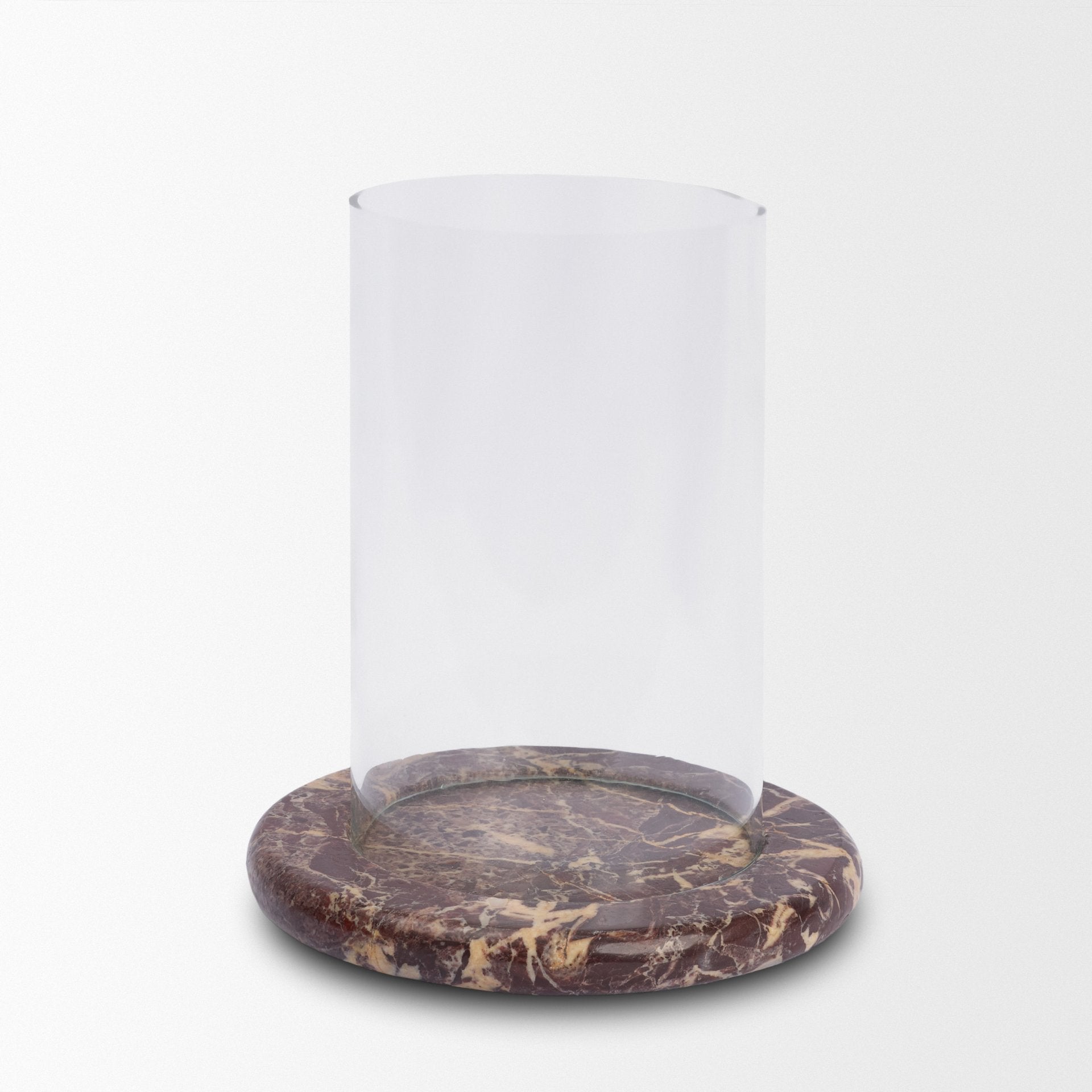 Bordo Red Marble with Glass Hurricane Candle Holder