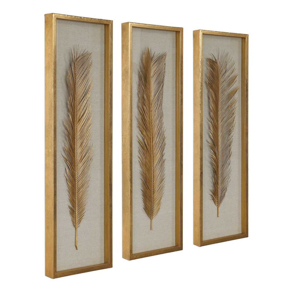 Uttermost Palma Gold Leaf Shadow Box - Set of 3