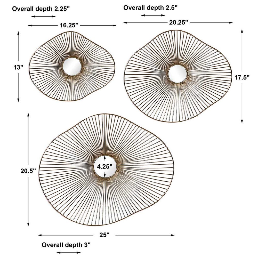 Uttermost Avarie Gold Metal Wall Art - Set of 3