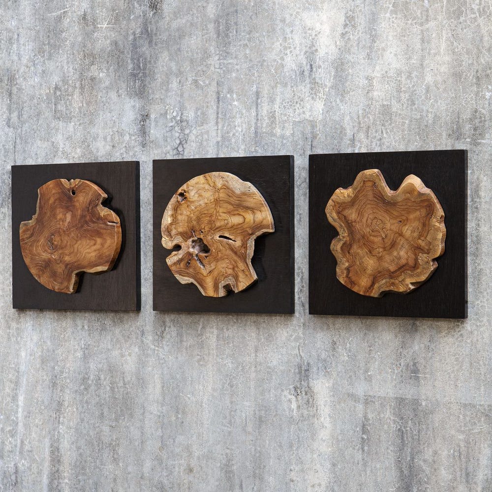Uttermost Kolini Teak Wood Wall Decor - Set of 3