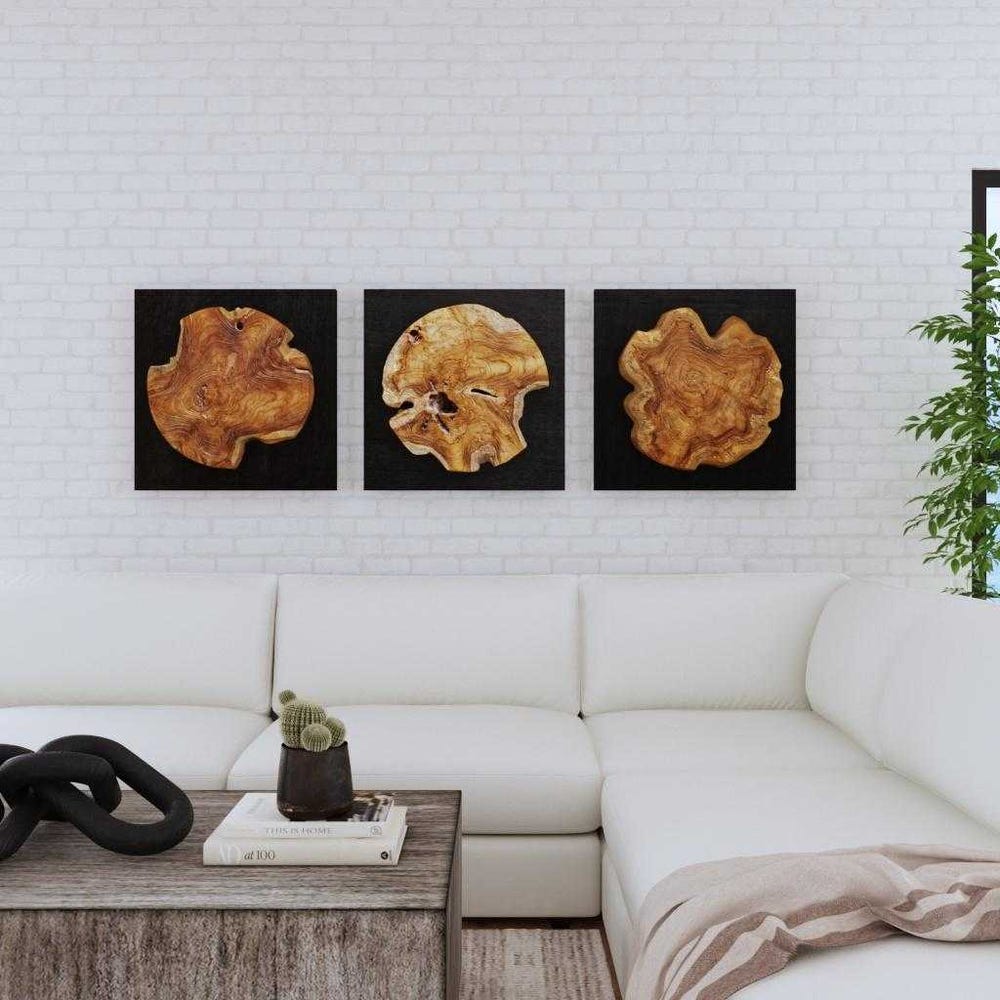 Uttermost Kolini Teak Wood Wall Decor - Set of 3
