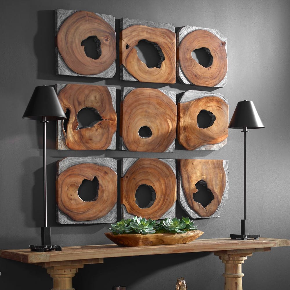 Uttermost Jungle Wood Paneled Wall Art - Set of 9