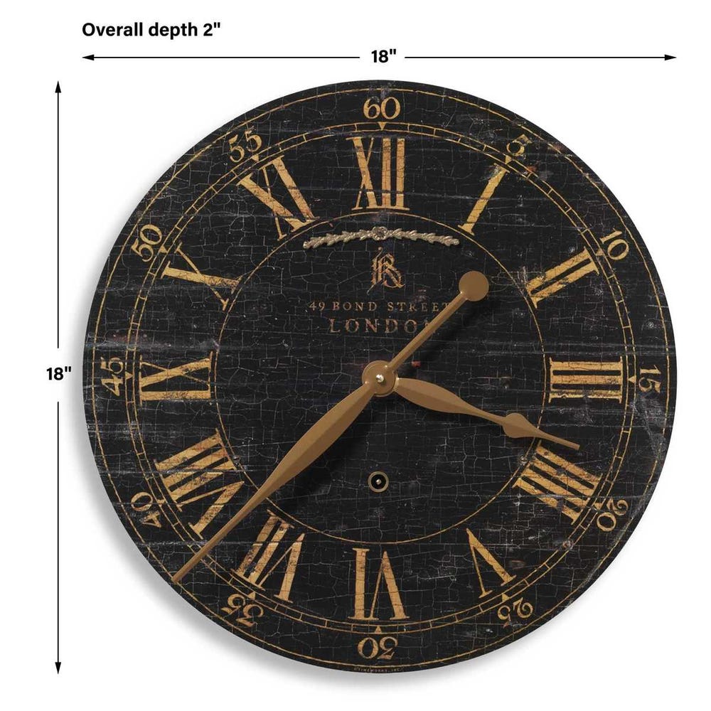 Uttermost Bond Street Black Wall Clock