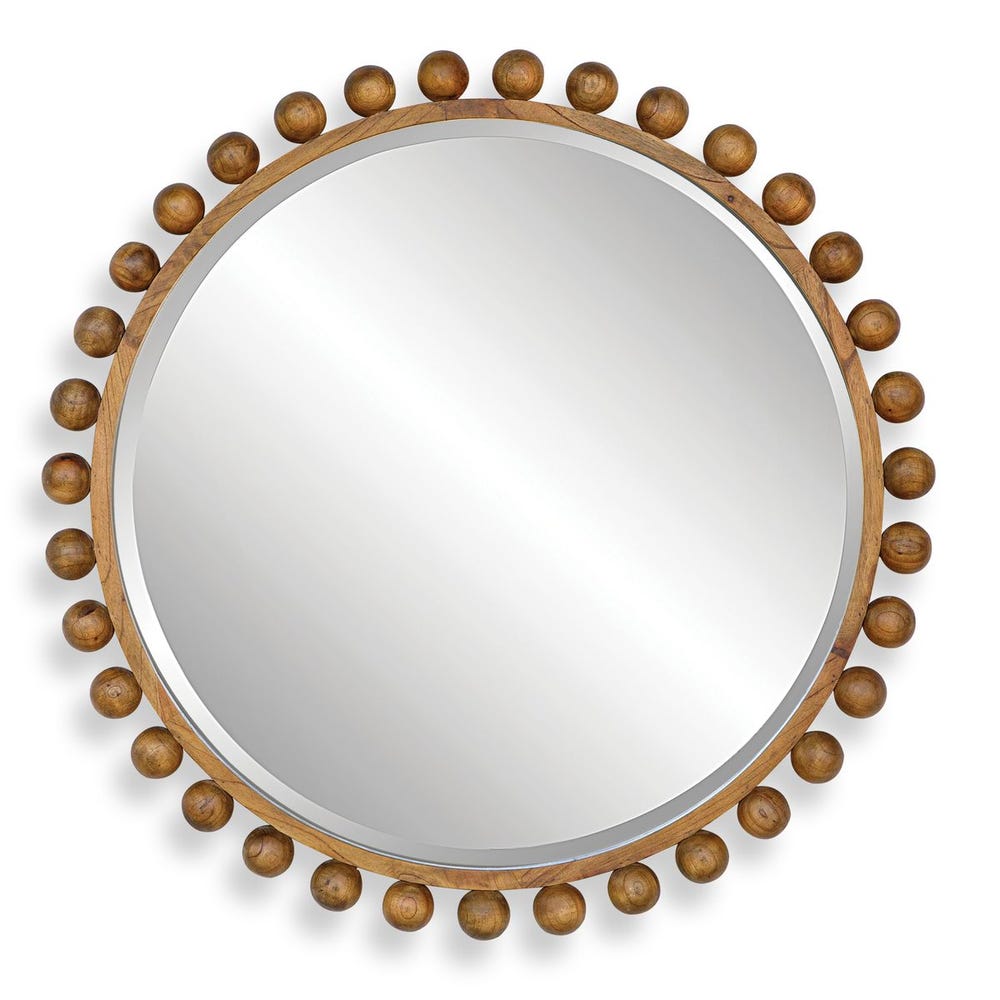 Uttermost Cyra Wood Beaded Round Mirror
