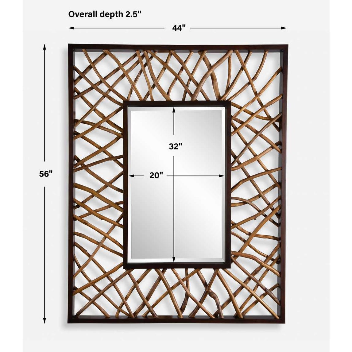 Uttermost Teak Maze Rectangle Mirror