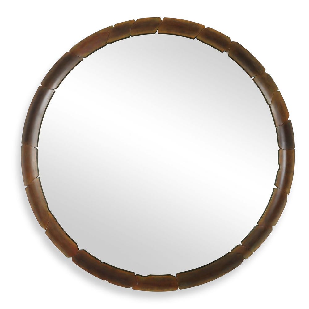 Uttermost Auger Amber Glass Round Mirror