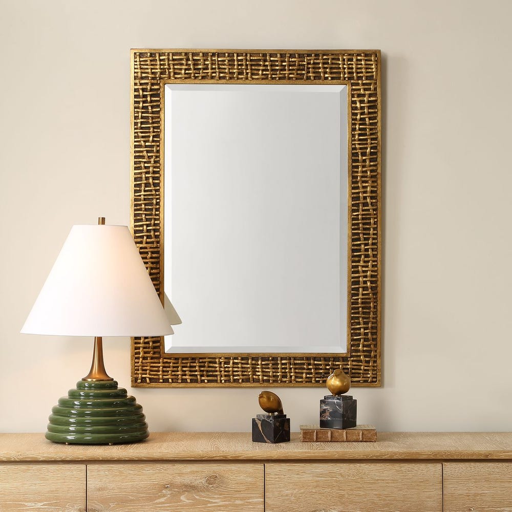 Uttermost Woven In Time Gold Mirror