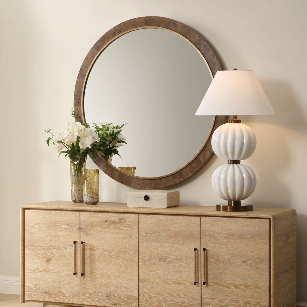Uttermost Cleveland Round Burl Wood Mirror