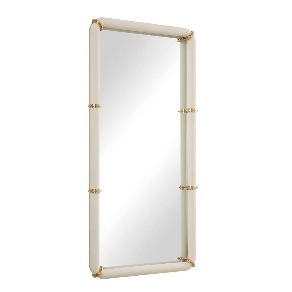 Uttermost Cyprus White Leather Mirror