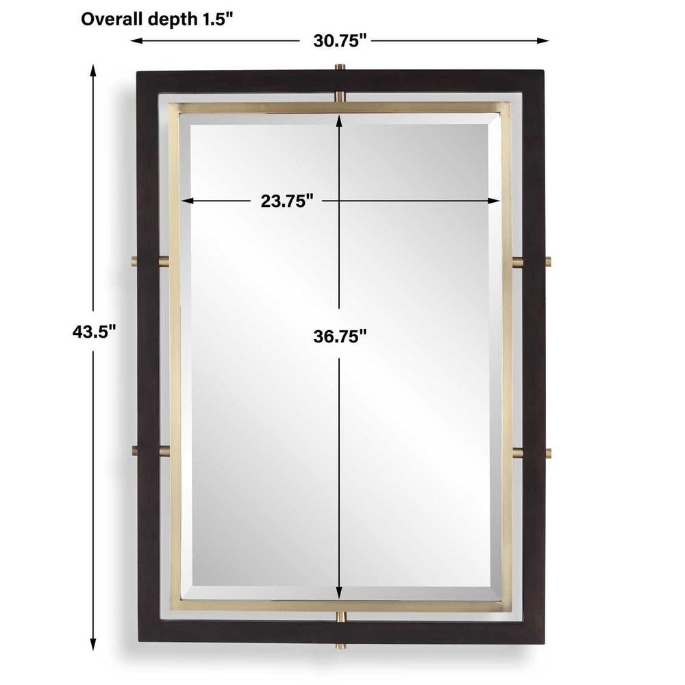 Uttermost Bach Walnut & Brass Rectangle Mirror