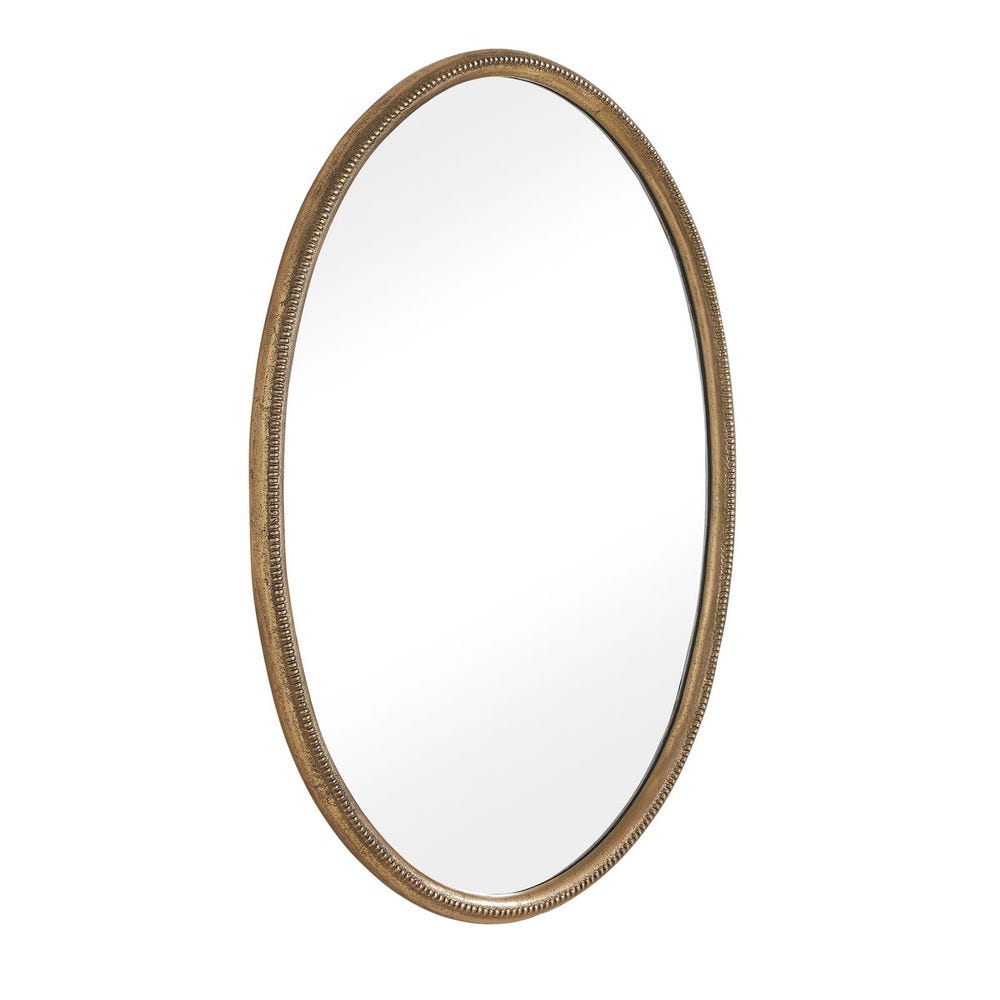 Uttermost Ellis Beaded Brass Oval Mirror
