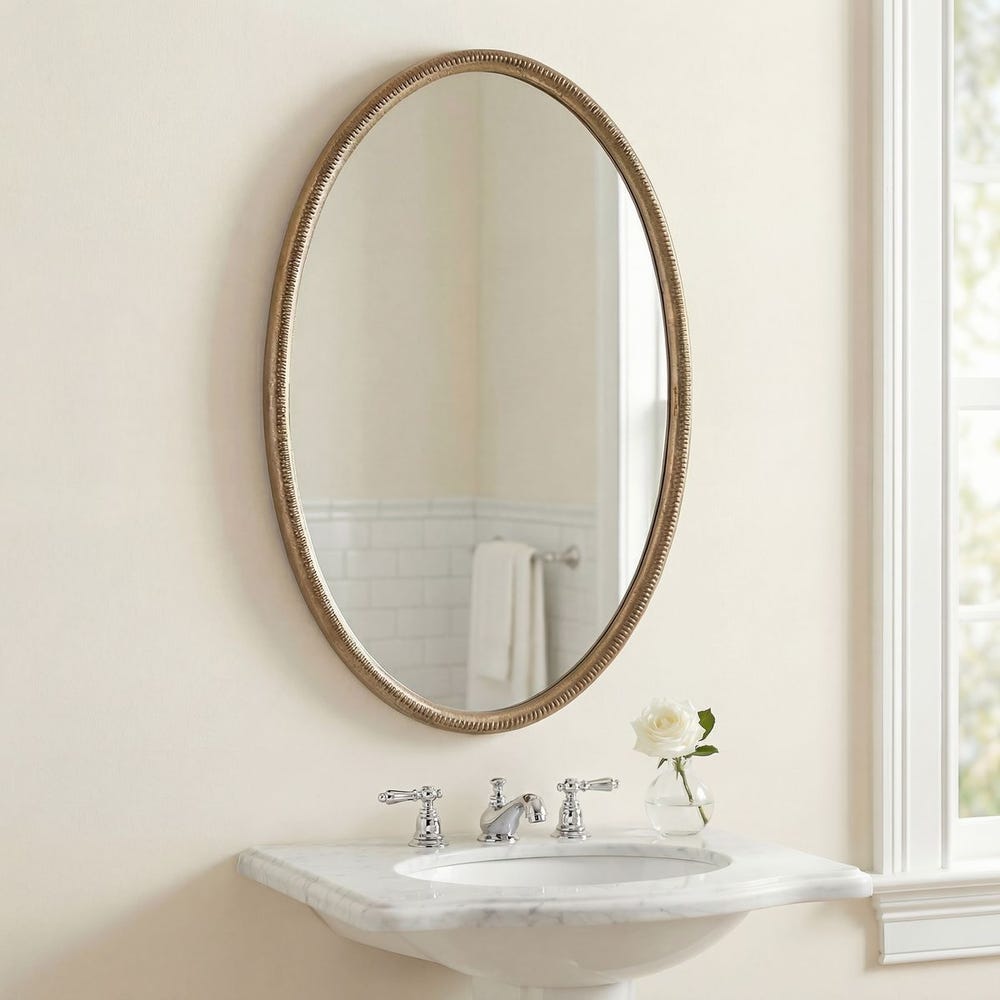Uttermost Ellis Beaded Brass Oval Mirror