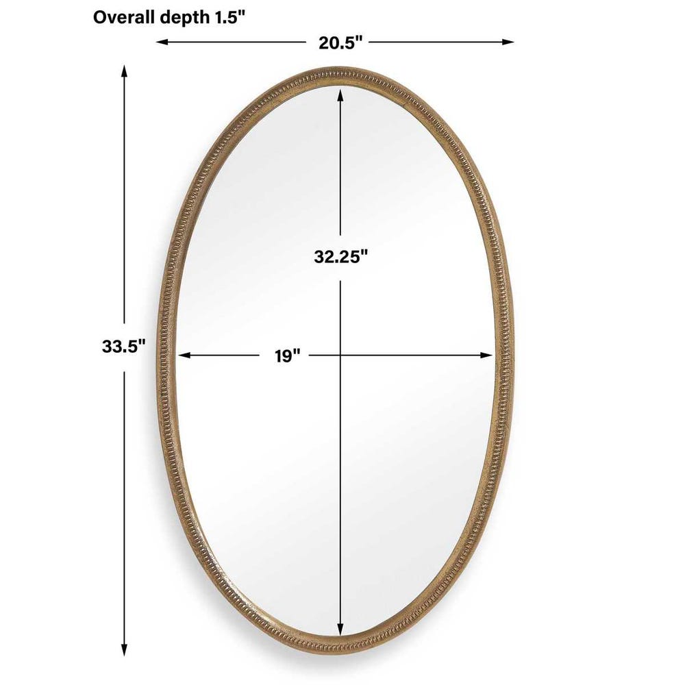 Uttermost Ellis Beaded Brass Oval Mirror