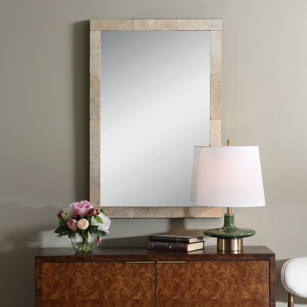 Uttermost Pave Rectangular Travertine Mirror