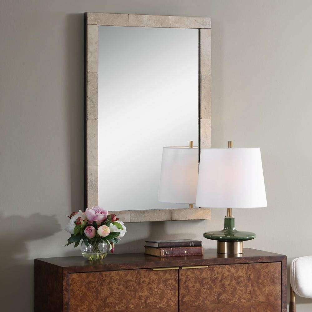 Uttermost Pave Rectangular Travertine Mirror