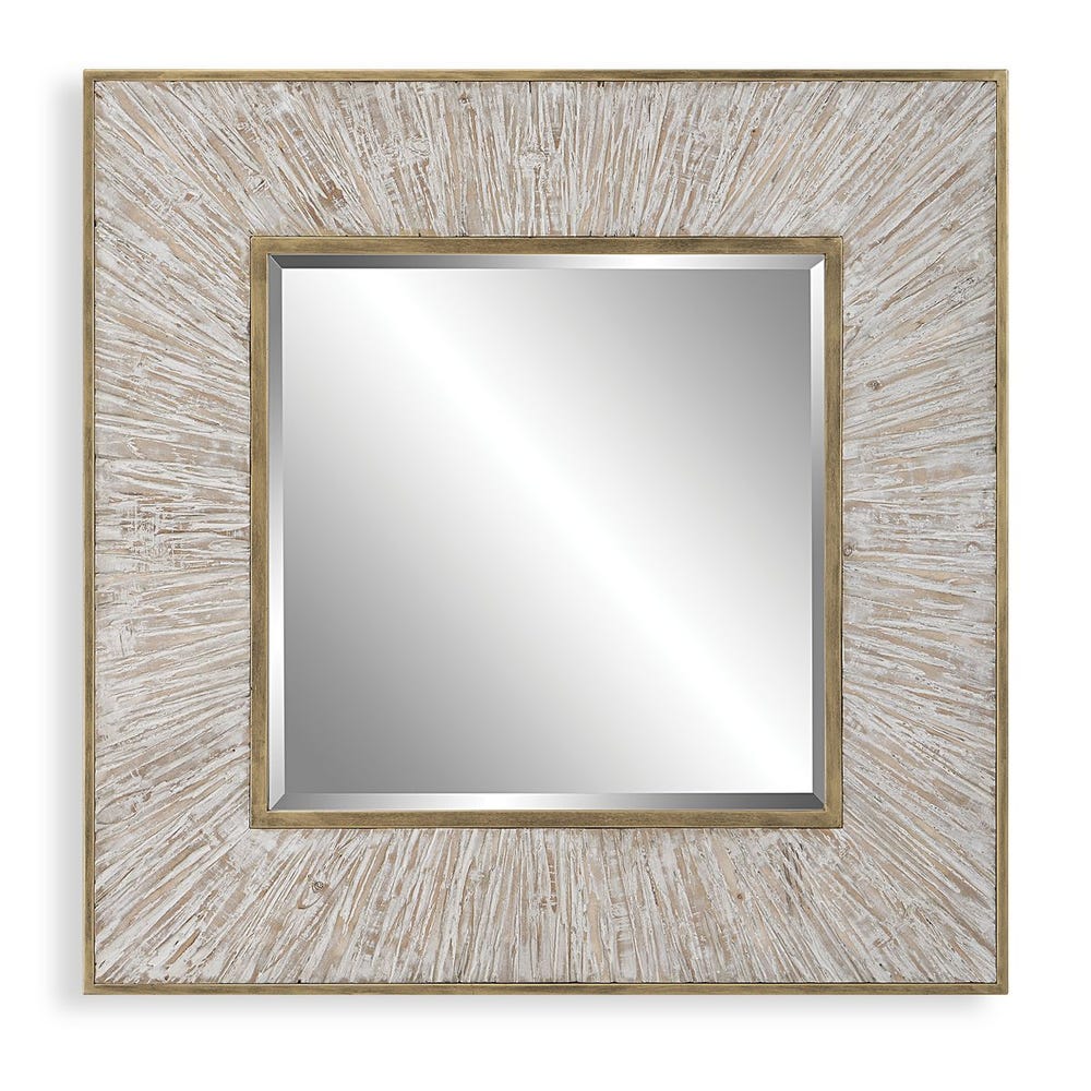 Uttermost Wharton Whitewashed Square Mirror