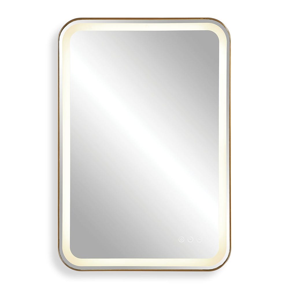 Uttermost Crofton Lighted Brass Vanity Mirror