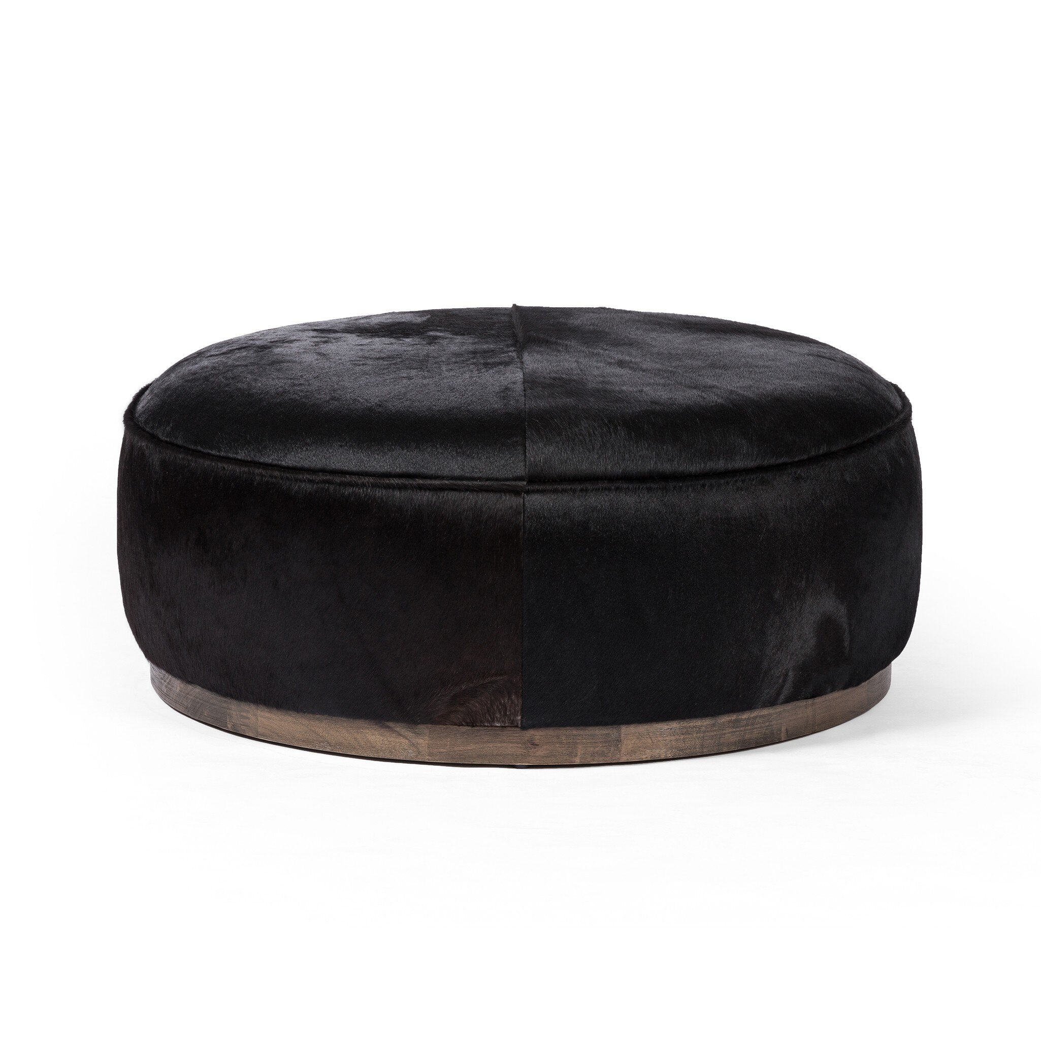 Sinclair Large Round Ottoman Ottomans & Stools Four Hands Dark Hair on Hide    Ottomans & Stools,https://www.oldbonesco.com,Mid Century Furniture, Furniture Sale, Old Bones Co, Mid Century Sale, Four Hands Furniture, Sale,Gus, Sale,Perigold Sinclair Large Round Ottoman Ottomans & Stools Sale, Perigold Sale Sinclair Large Round Ottoman,Sinclair Large Round Ottoman Lulu and Georgia,Burke Decor Sale Sinclair Large Round Ottoman, open box furniture,Open Box Sinclair Large Round Ottoman