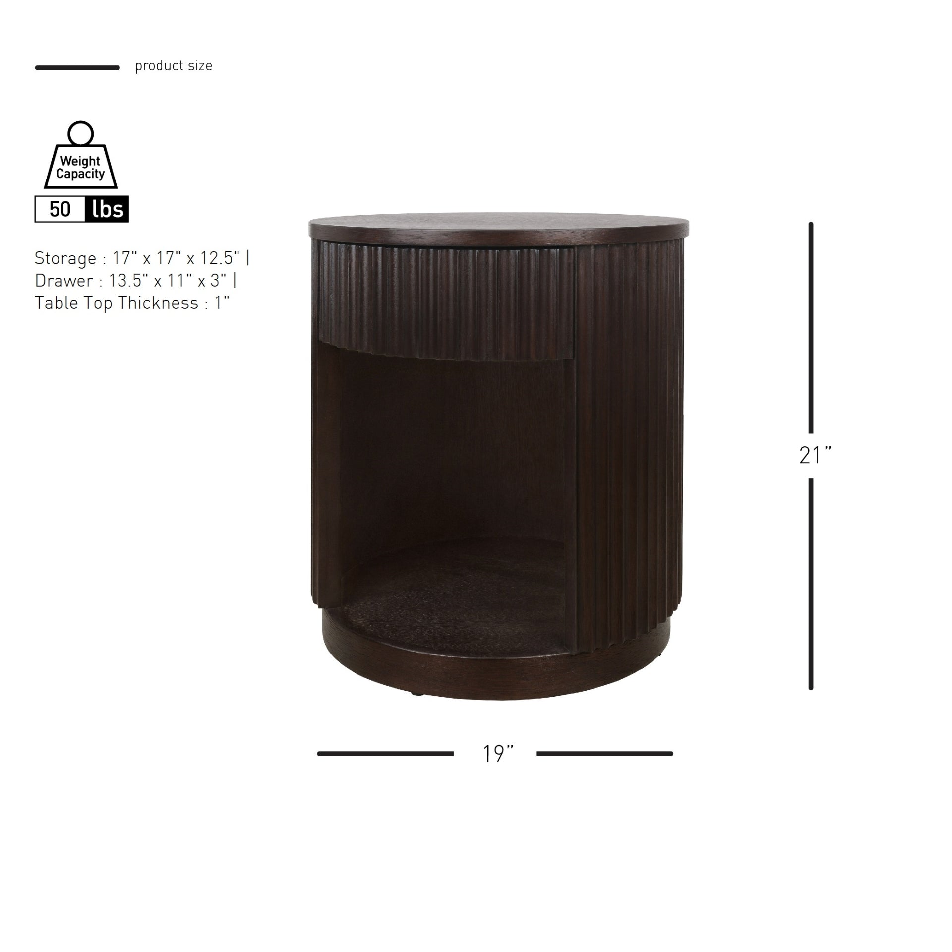 Truro Round Nightstand