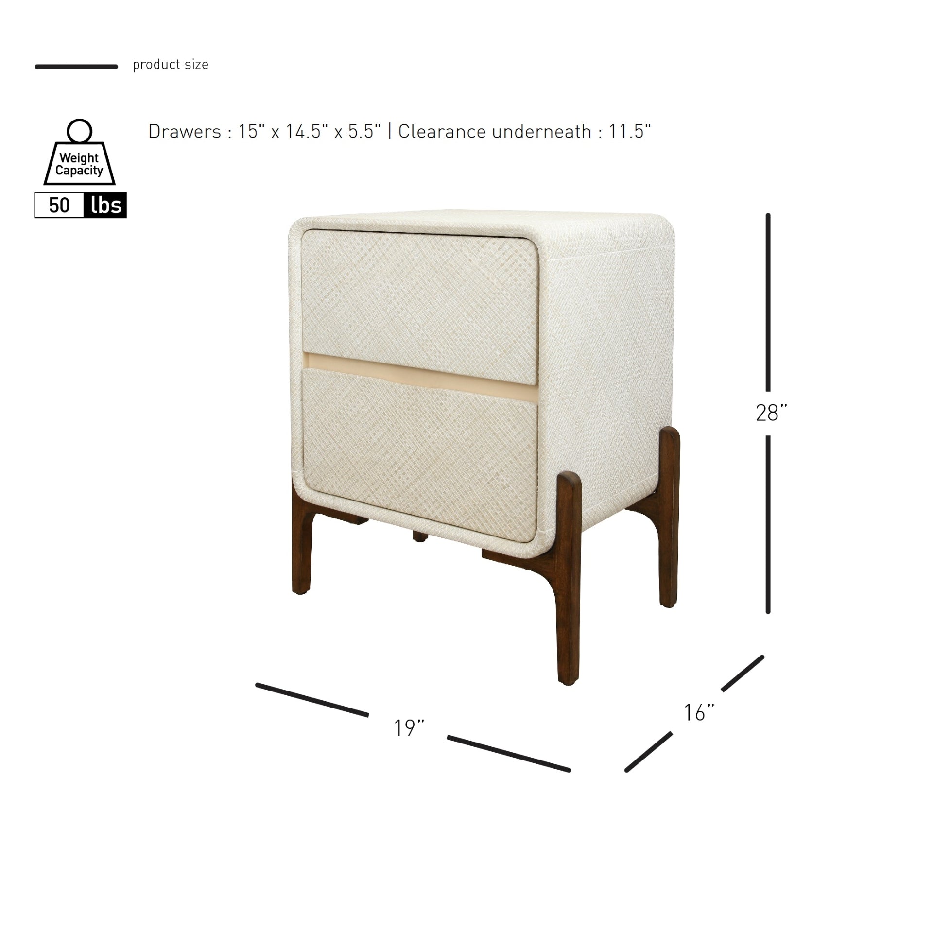 Lotie KD 2 Drawers Nightstand