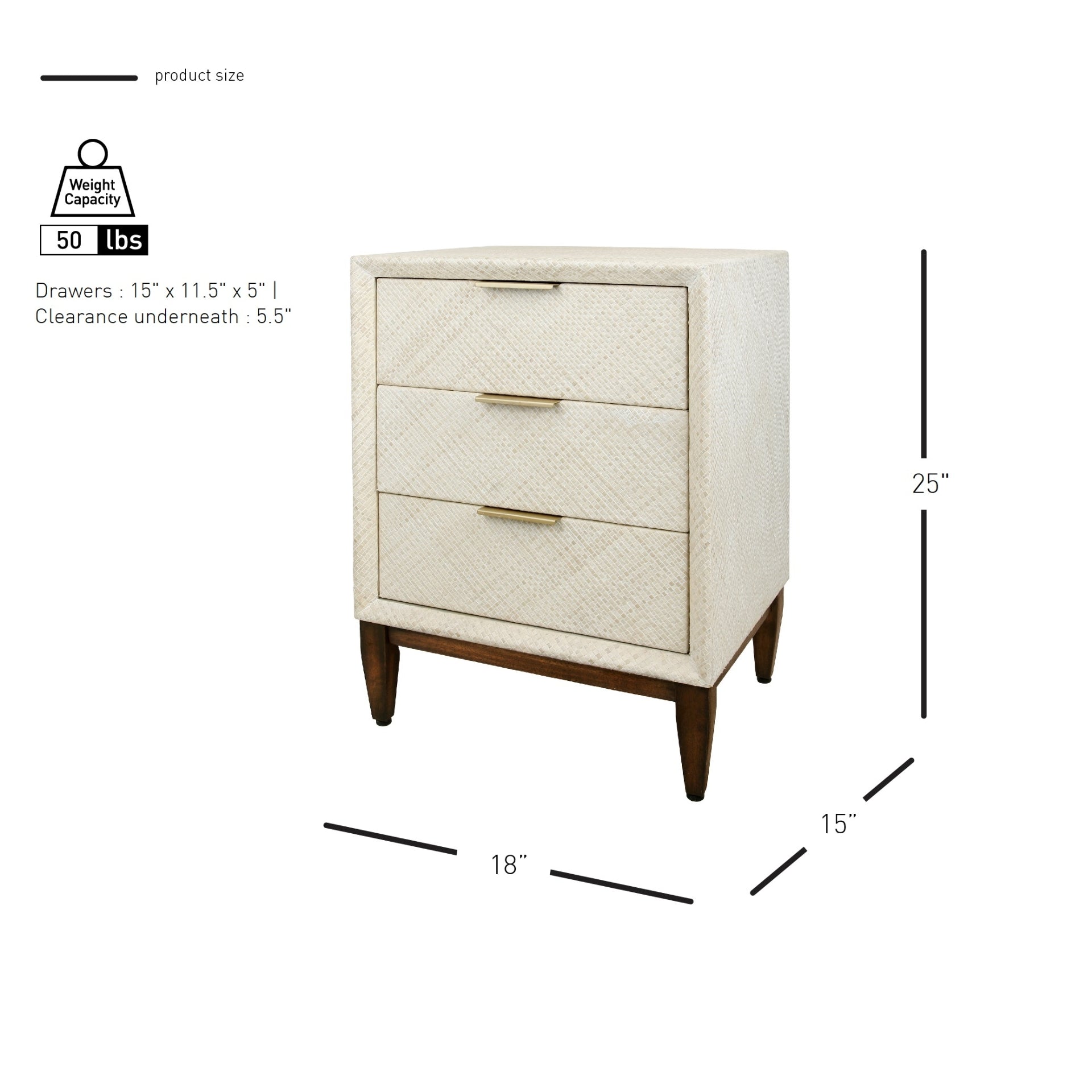 Brinley KD 3 Drawers Nightstand