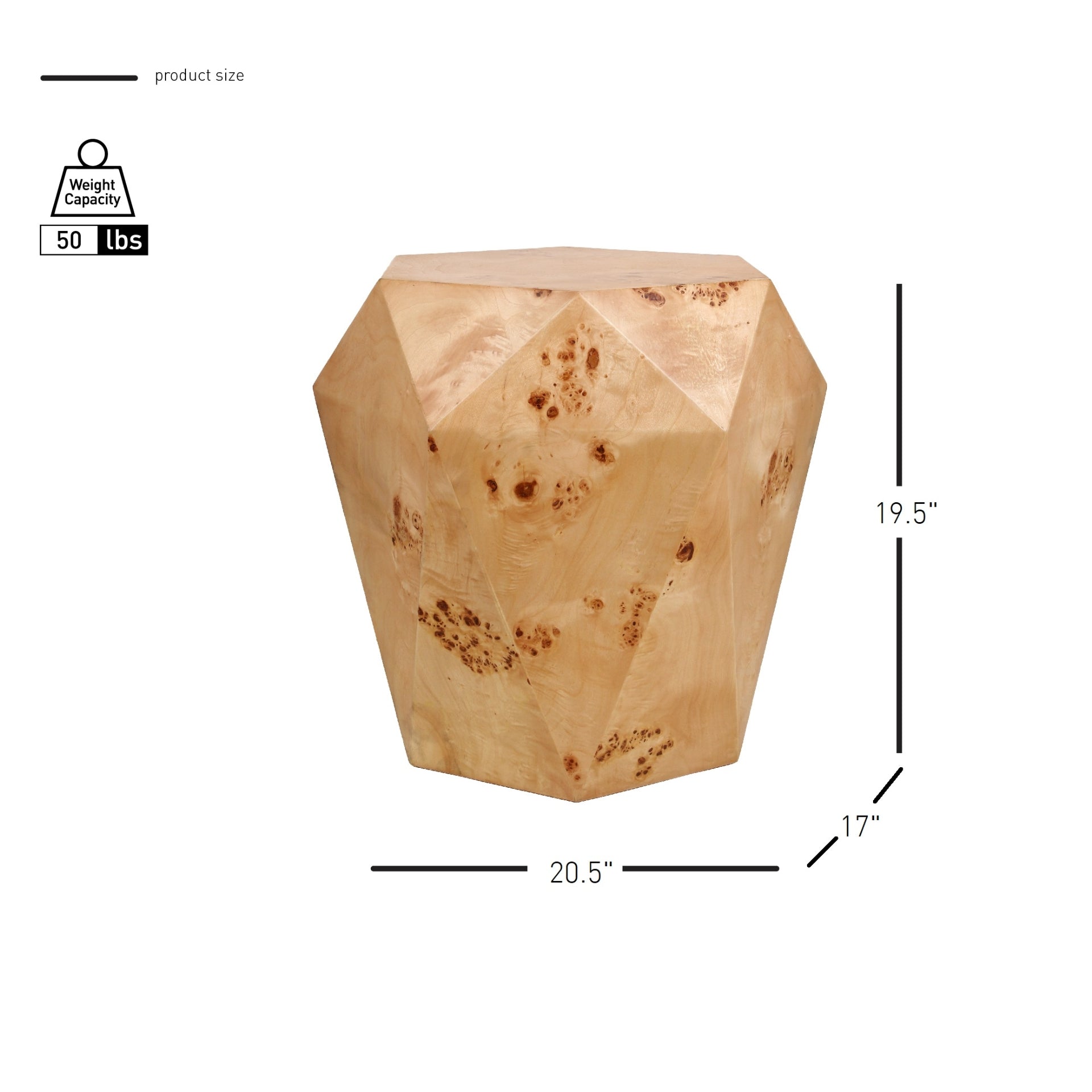 Malva Burl Wood Side/End Table