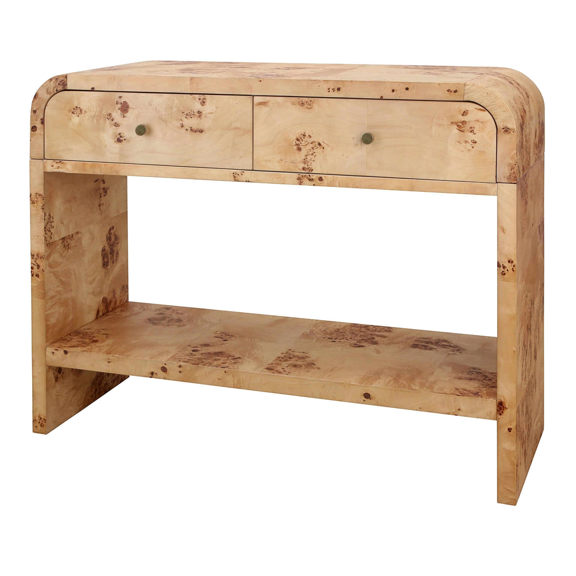 Veyra Burl Wood 2 Drawers Console Table with Shelf - Natural Burl