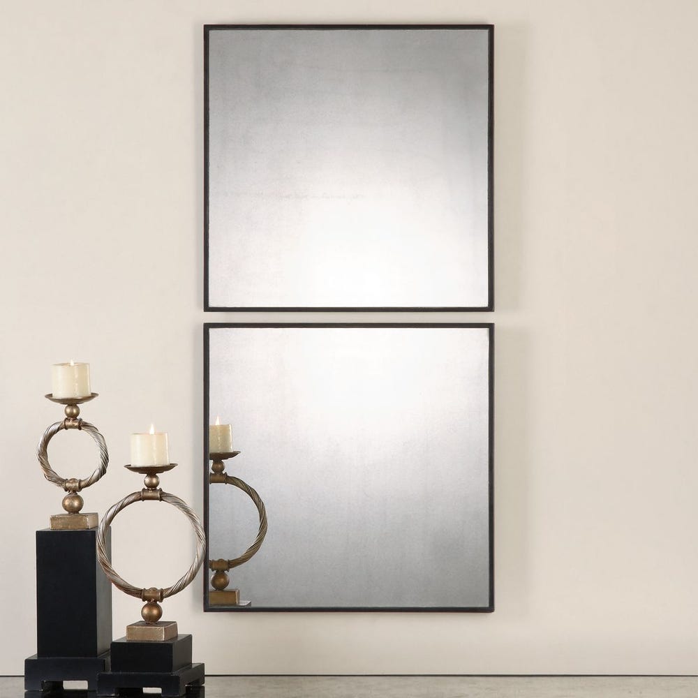 Uttermost Matty Antiqued Square Mirrors - Set of 2