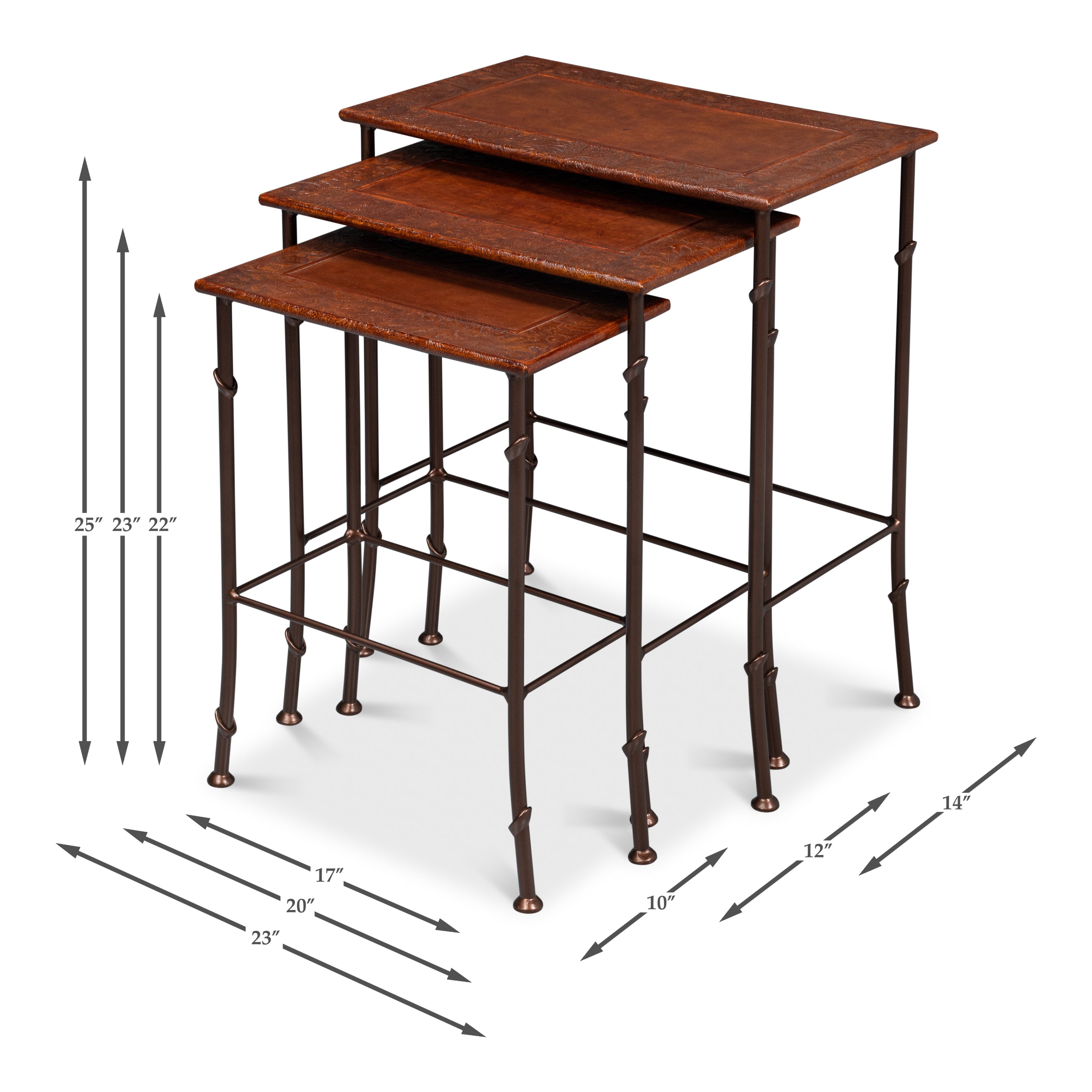 Kew Gardens Leather Nesting Tables