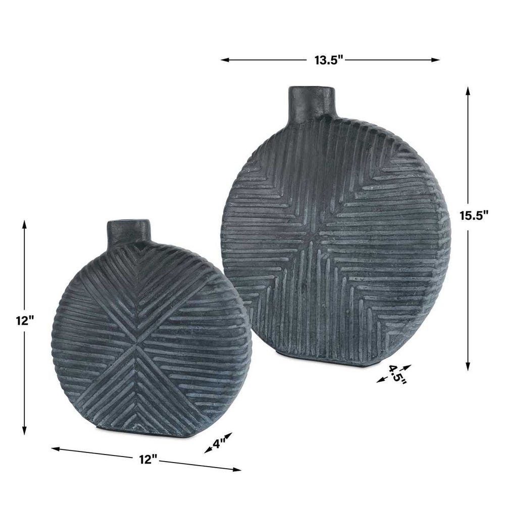 Uttermost Viewpoint Aged Black Vases - Set of 2