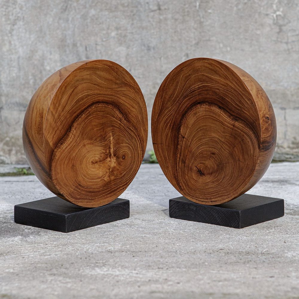 Uttermost Teak and Noir Bookends - Set of 2