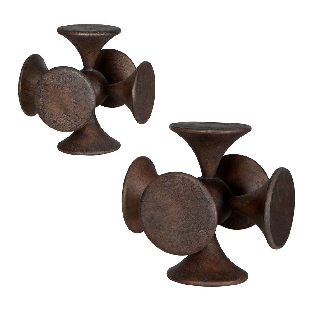 Uttermost Balanced Harmony Dark Wooden Sculptures - Set of 2