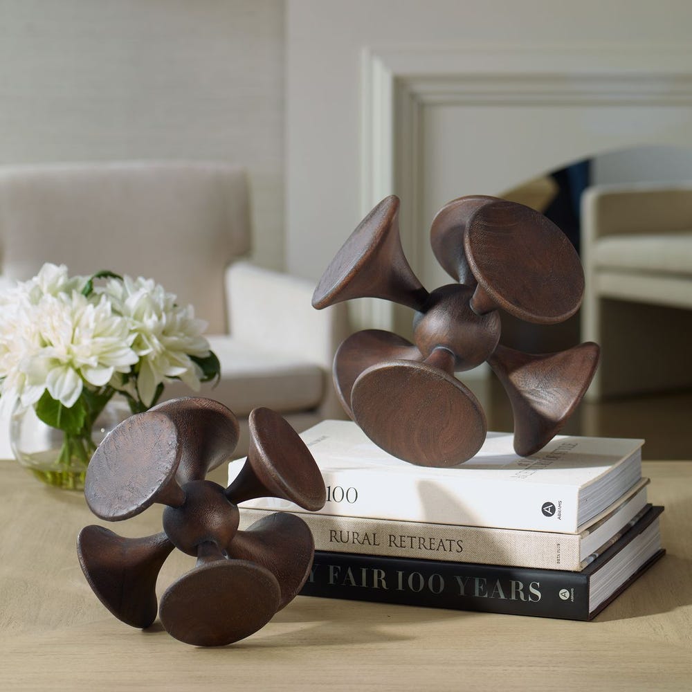 Uttermost Balanced Harmony Dark Wooden Sculptures - Set of 2