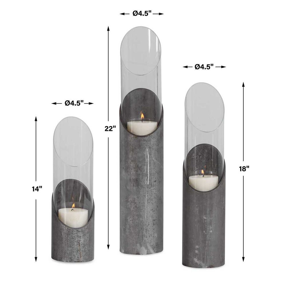 Uttermost Karter Iron & Glass Candleholders - Set of 3