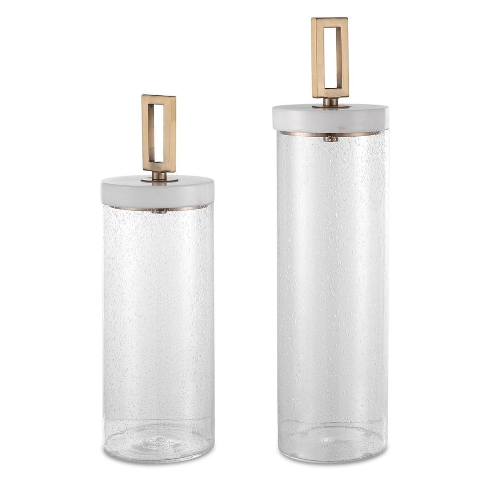 Uttermost Hayworth Seeded Glass Containers - Set of 2