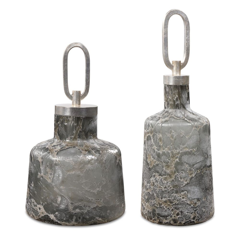 Uttermost Storm Art Glass Bottles - Set of 2
